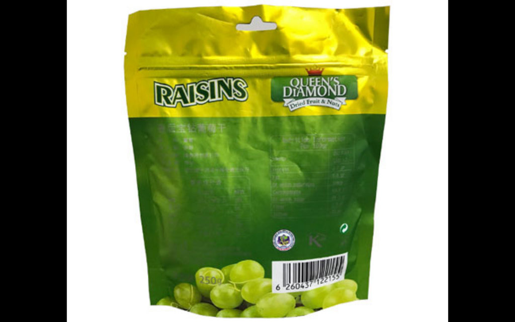 Queen's Diamond Raisins, 32 x 250 gr