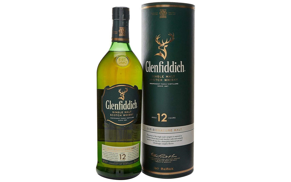 Glenfiddich Single Malt Scotch Whisky, 12 x 1 L