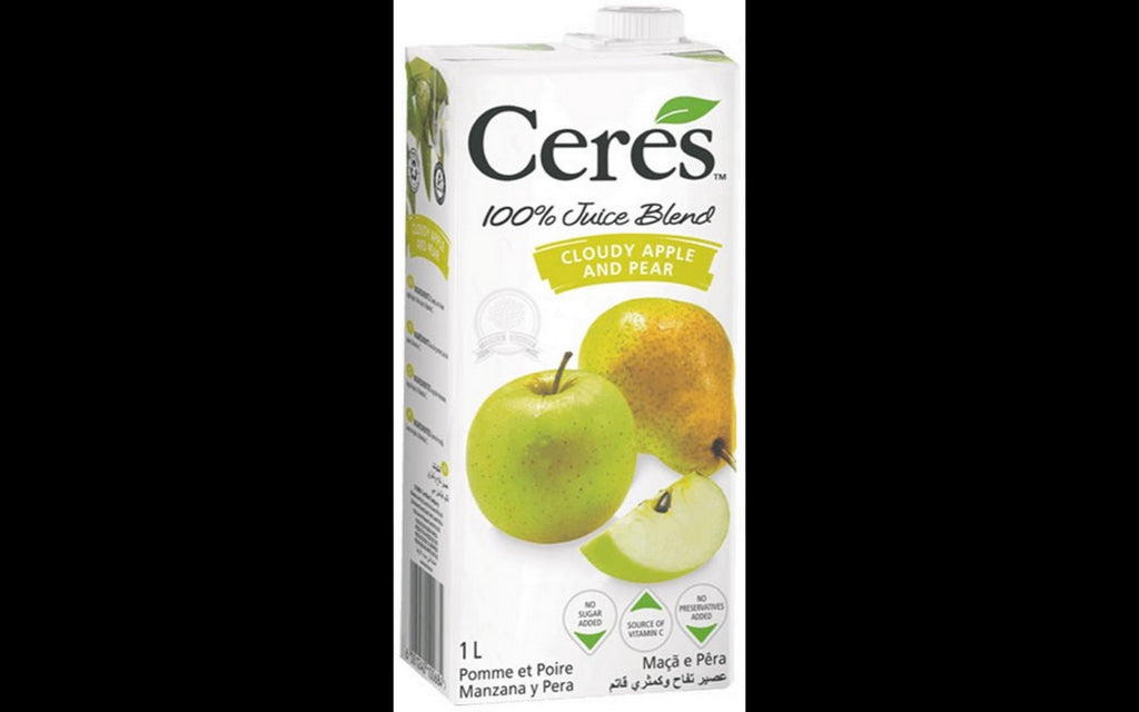 Ceres Cloudy Apple Pear Fruit Juice Blend, 12 x 1 L