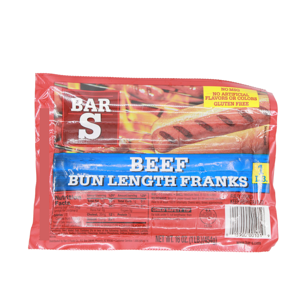 Bar S Beef Bun Length Franks, 1 lb