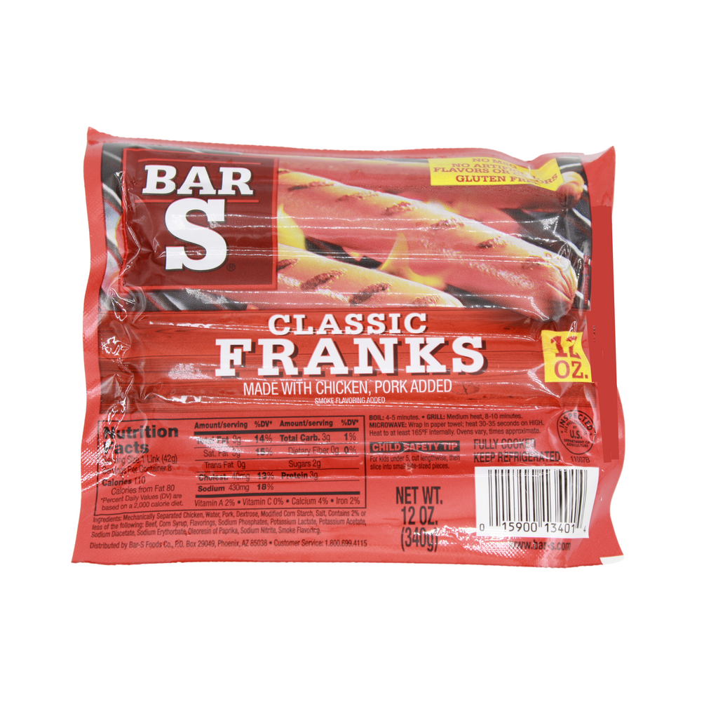 Bar S Classic Franks (made with chicken & pork added), 12 oz